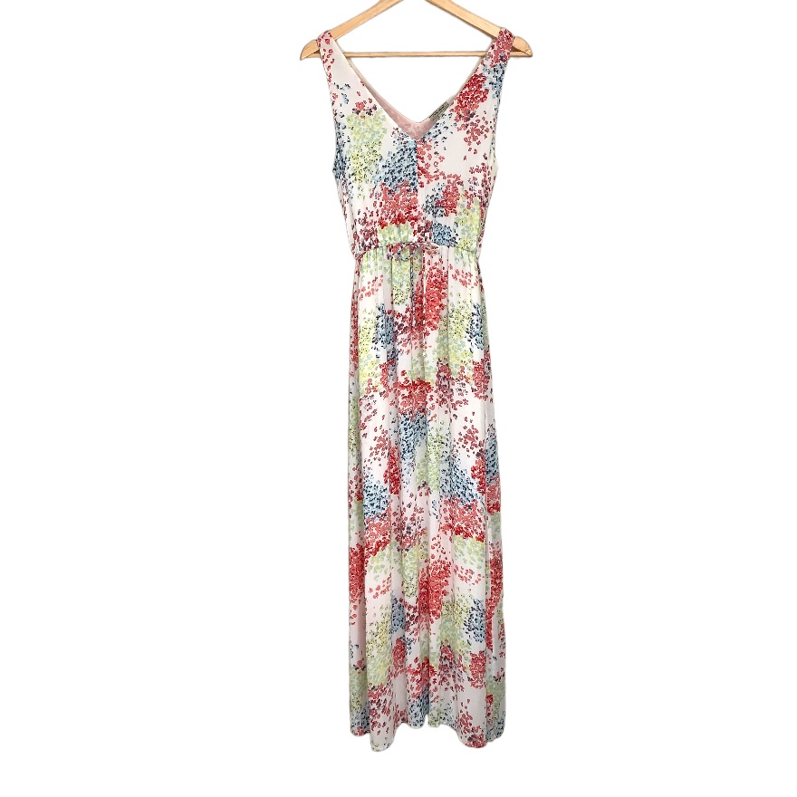 Nwt - Lucky Brand White Maxi Dress Beachy Flowy Women’s Xs Floral Pattern